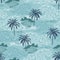 Beautiful seamless pattern island ,Big wave on vintage ocean blue background. Landscape with palm trees,beach ,mountain and ocean