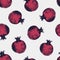 Beautiful seamless pattern with red pomegranates hand drawn in elegant antique style. Ripe fresh fruits on light