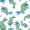 Beautiful seamless pattern with silhouettes of rabbits of blue,