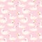 Beautiful Seamless Pattern with white Swans in crowns, use for Baby Background, Textile Prints, Covers, Wallpaper