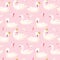 Beautiful Seamless Pattern with white Swans and pink Feathers, use for Baby Background, Textile Prints, Cover, Wallpaper