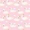 Beautiful Seamless Pattern with white Swans and pink Feathers, use for Baby Background, Textile Prints, Cover, Wallpaper