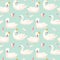 Beautiful Seamless Pattern with white Swans and pink Feathers, use for Baby Background, Textile Prints, Cover, Wallpaper