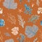 Beautiful seamless underwater pattern with watercolor sea life colorful corals. Stock illustration.