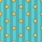 Beautiful seamless vector pattern of sun on a striped blue background.