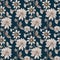 Beautiful seamless watercolor floral pattern. monochrome flowers on a blue background