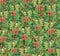 Beautiful seamlessl pattern - gooseberry green branches and red berries.