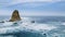 Beautiful seascape with big coral on Papuma beach