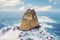 Beautiful seascape with big stone on Papuma beach