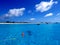 Beautiful seascape with deep blue water and blue sky, Little Curacao, Caribbean