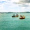 Beautiful seascape with fishing boats on the water