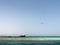 A beautiful seascape overlooking the blue salt sea on the tropical seaside resort and the wreck site of a ship, a boat, a tanker a