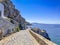 Beautiful seascape scenery by the island of Hydra, Greece