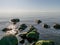 Beautiful seascape with stones, calm autumn day