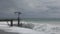 Beautiful seascape with tide and lonely pier