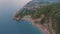 Beautiful seascape. Top view of beaches, rocky shore covered with green trees. Photography