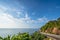 Beautiful seascape view with the mountain at noen nangphaya viewpoint chanthaburi thailand.