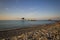 Beautiful seascape with a view of a trabucco at sunset