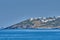 Beautiful seascape view travelling to Antiparos island as the boat approaches the port.