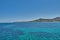 Beautiful seascape view travelling to Antiparos island as the boat approaches the port.