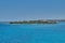 Beautiful seascape view travelling to Antiparos island as the boat approaches the port.