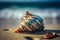 A beautiful seashell on a beach. Generative AI