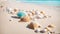 Beautiful seashells sand holiday summer beach outdoor design summer time tourism resort collection