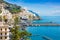 Beautiful seaside city Amalfi in province of Salerno, in region of Campania, Italy