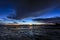 Beautiful Sekinchan Malaysia seaside beach view at sunset with dramatic cloud and reflection.