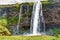 Beautiful Seljalandsfoss, one of the most famous icelandic waterfalls