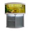 Beautiful semi-circular aquarium with tropical fish in Egyptian style on the stand