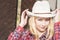 Beautiful Sensual Smiling Happy Blond Cowgirl wearing Stetson