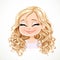 Beautiful serene joy cartoon blond girl with magnificent curly hair portrait