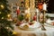 Beautiful served table with decorations, candles and lanterns