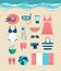 Beautiful set of beach essentials