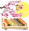 Beautiful set of Sushi Japanese food under the