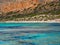Beautiful shades of blue water on Balos beach - Crete, Greece