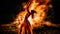 beautiful shamanic woman dancing by the fire. Loop Animation.