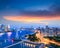 Beautiful shanghai the bund with sunset clouds