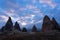 Beautiful shape rocks in Capadocia at sunset in magic valley