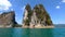 Beautiful sheer cliffs on a lake in Khao Sok National Park, Thailand