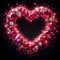 beautiful shining rubies in a heart shape for a romantic message on black background