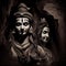 beautiful shiva and parwati black and white picture generative AI