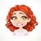 Beautiful shocked cartoon brunette girl with dark red hair portrait