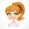 Beautiful shocked cartoon fair-haired girl with hair gathered in ponytail portrait