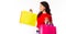 Beautiful shopping woman carry shopping bags with happiness, smiley face. Attractive beautiful Caucasian customer female enjoy