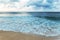 Beautiful shoreline at tropical sandy beach in Oahu island