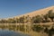 Beautiful shot of buildings and trees near the water in Huacachina Lagoon