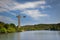 Beautiful shot of bungee jumping tower on the beach