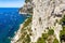 Beautiful shot of Capri coastline and Via Krupp viewed from the Gardens of Augustus in Italy